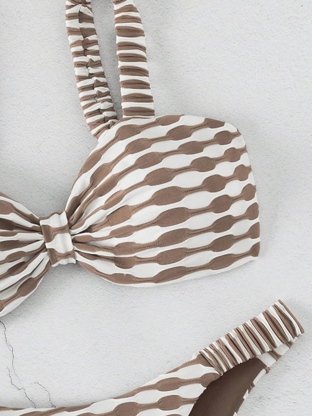 Brown & White Patterned Bikini Set - Picture 2 of 4
